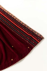 Maroon Velvet Embroidered Shawl SH-24-078